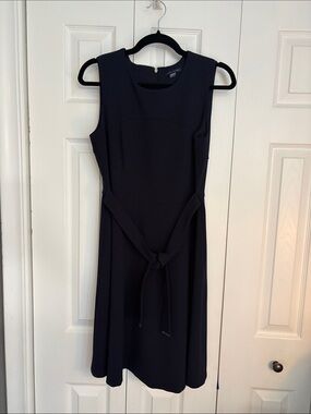 Tommy Hilfiger Navy Sleeveless Tie-Waist Midi Dress